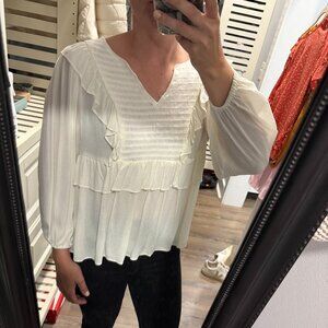 LC Lauren Conrad Smocked Ruffle Blouse - XS